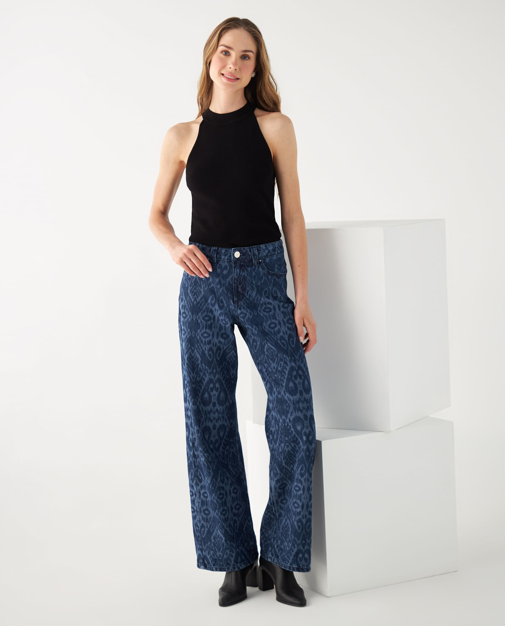 Jean Wide Leg tono oscuro para mujer