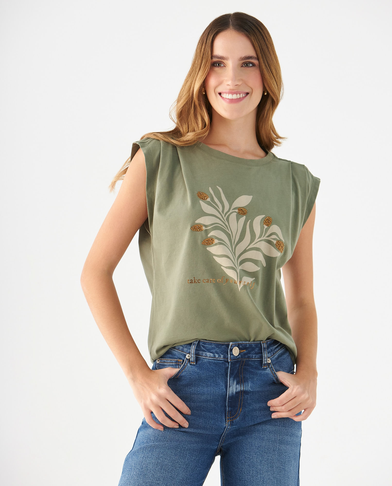 Camiseta manga sisa para mujer