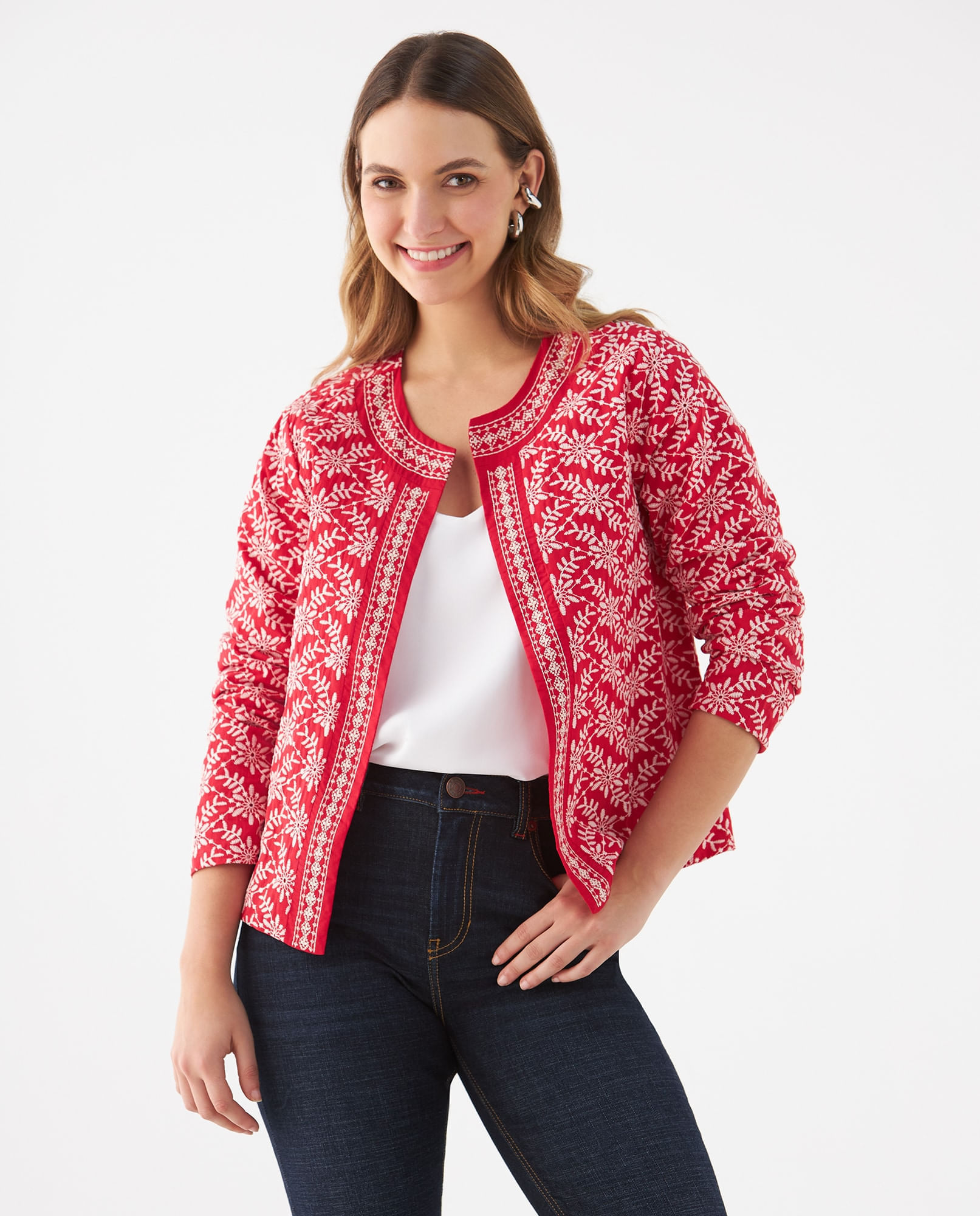 Chaqueta con detalles bordados para mujer