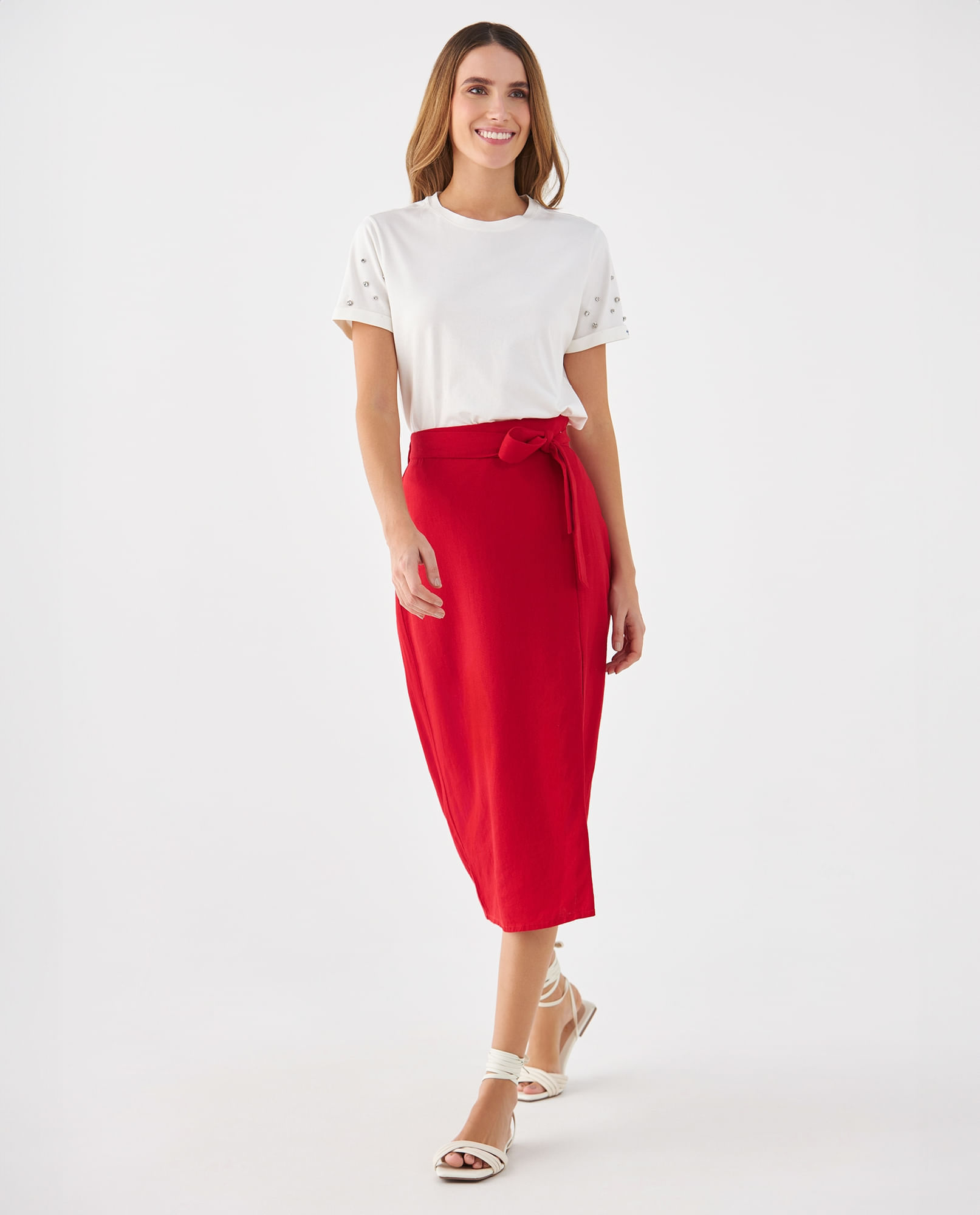 Falda con lazo ajustable en cintura para mujer