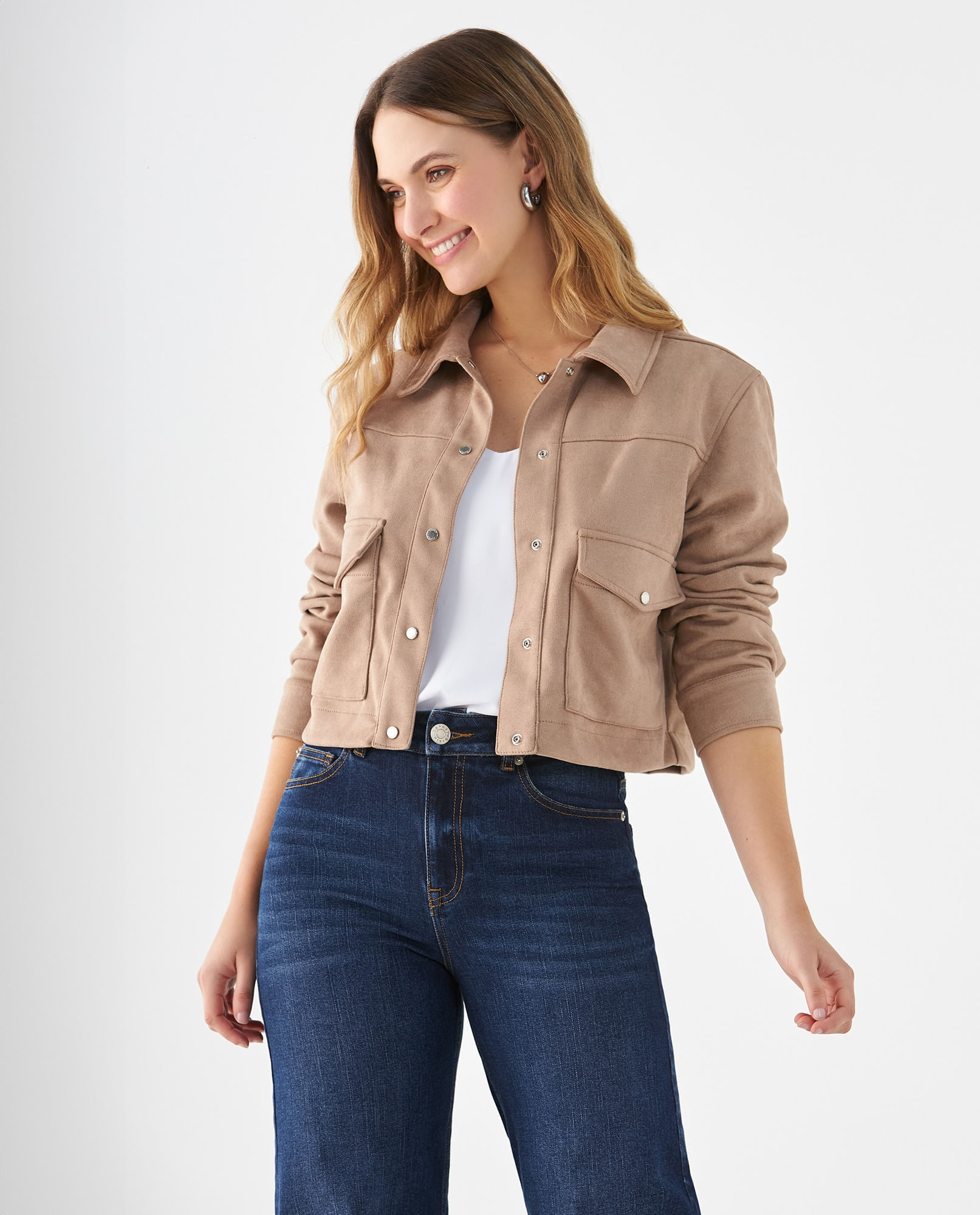 Chaqueta de largo pretinero para mujer