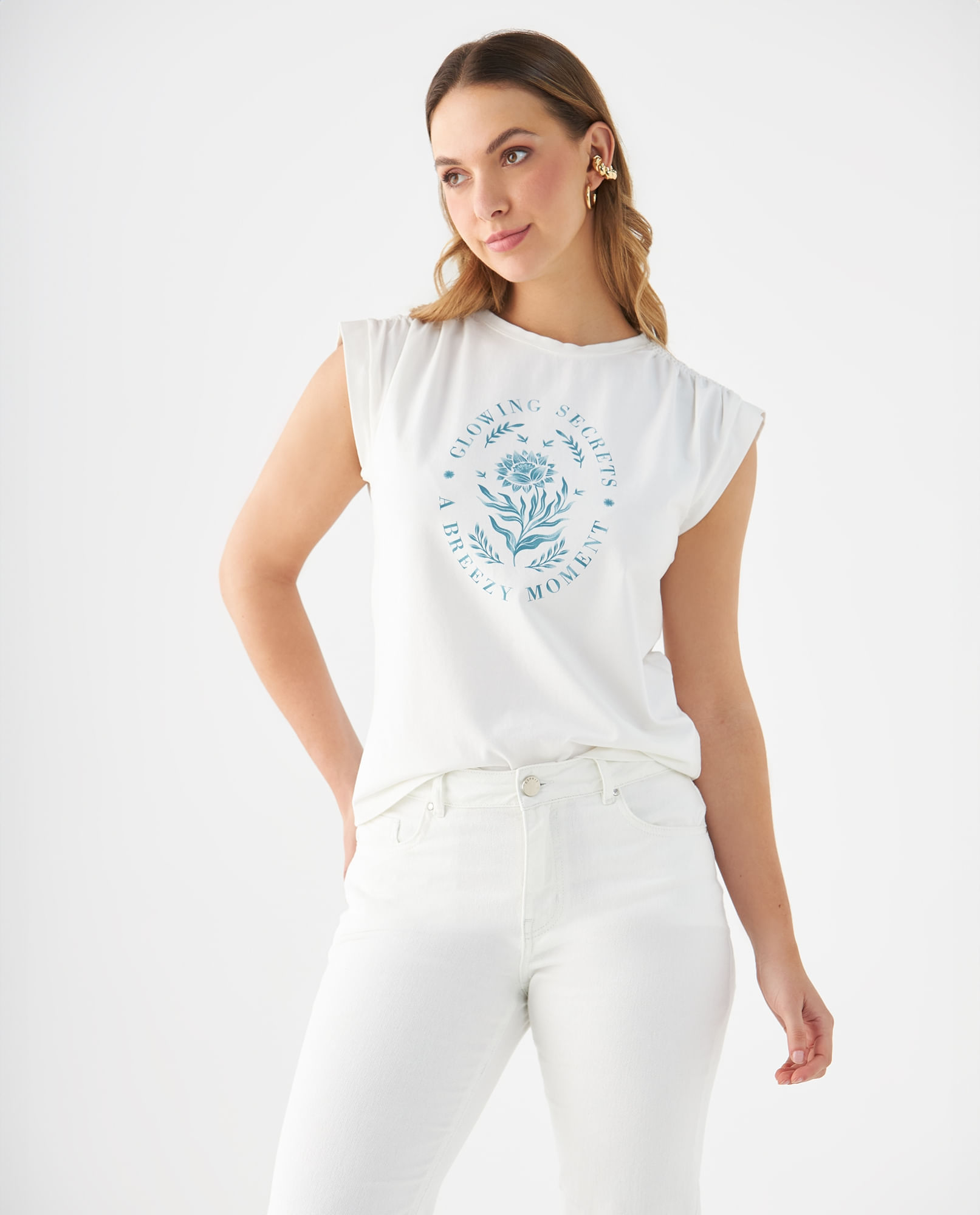 Camisa estampada en frente para mujer