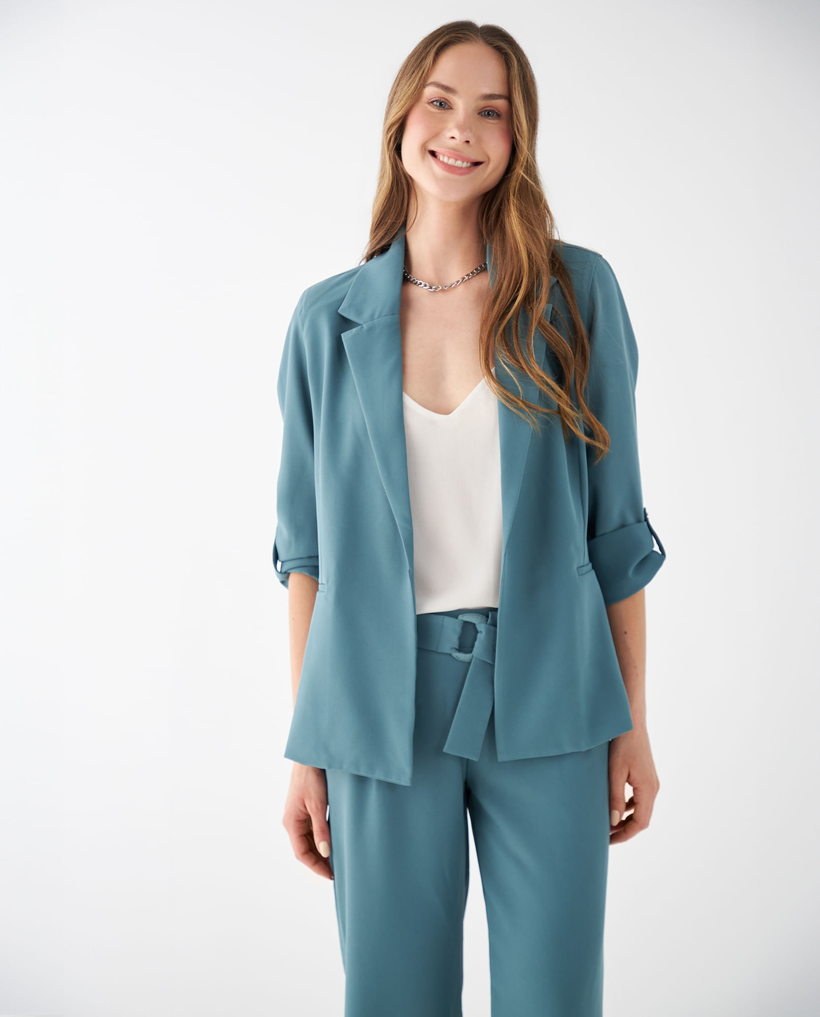 Blazer con bolsillos de ribete para mujer