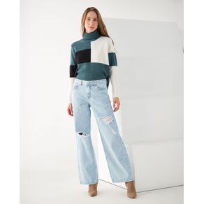 Jean Wide Leg con rotos para mujer