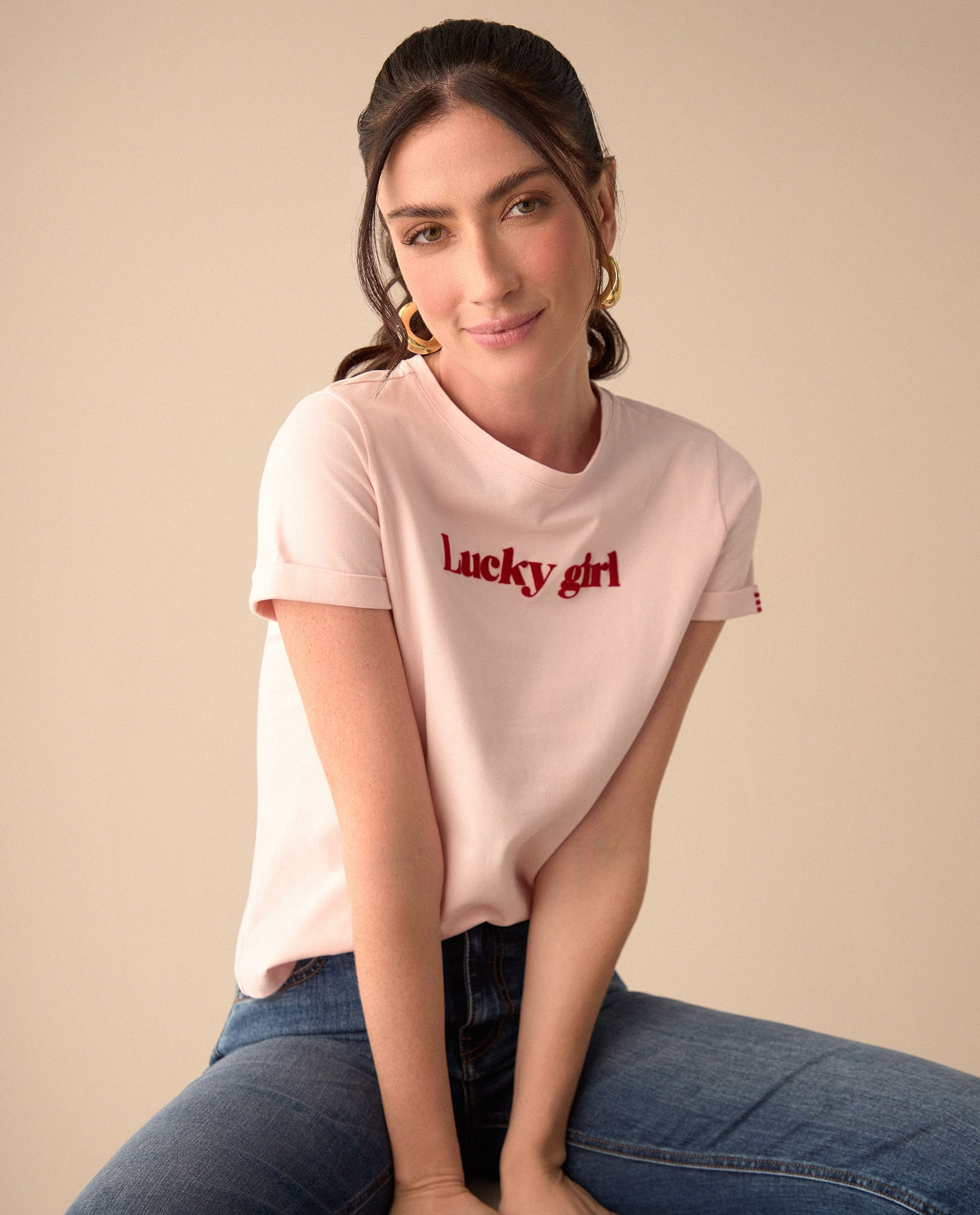 Camiseta de estampado con relieve para mujer