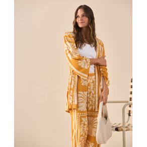 Cárdigan largo estampado para mujer
