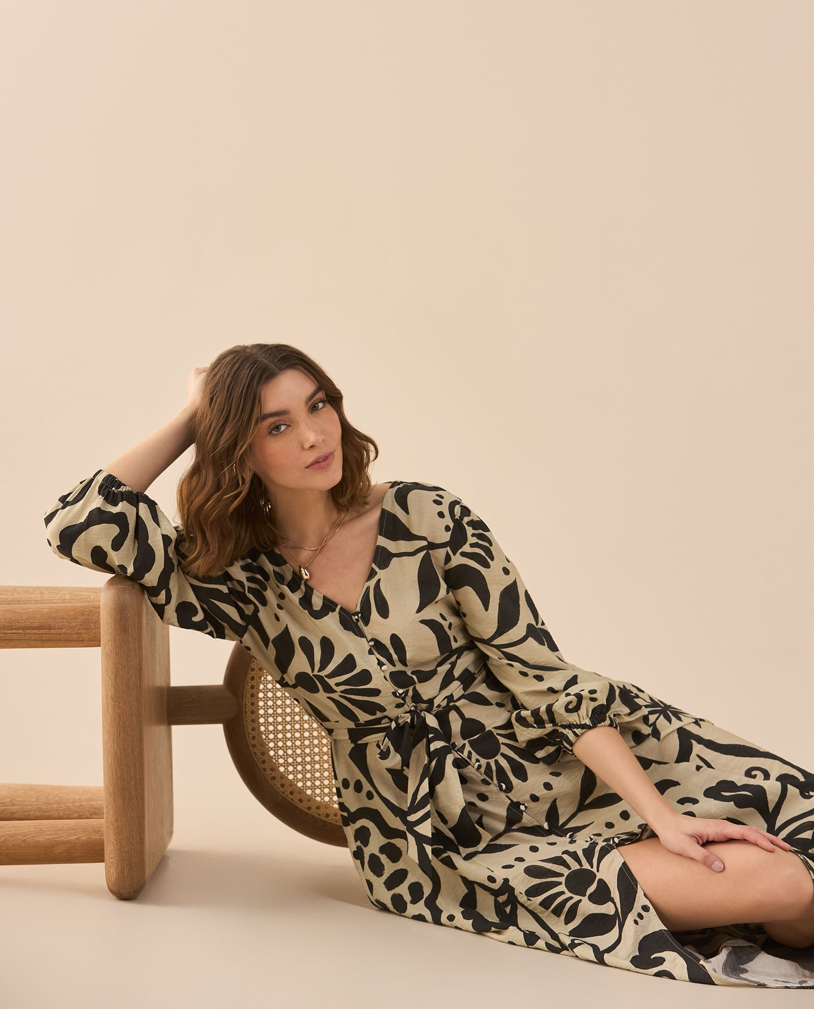 Vestido largo de botones para mujer