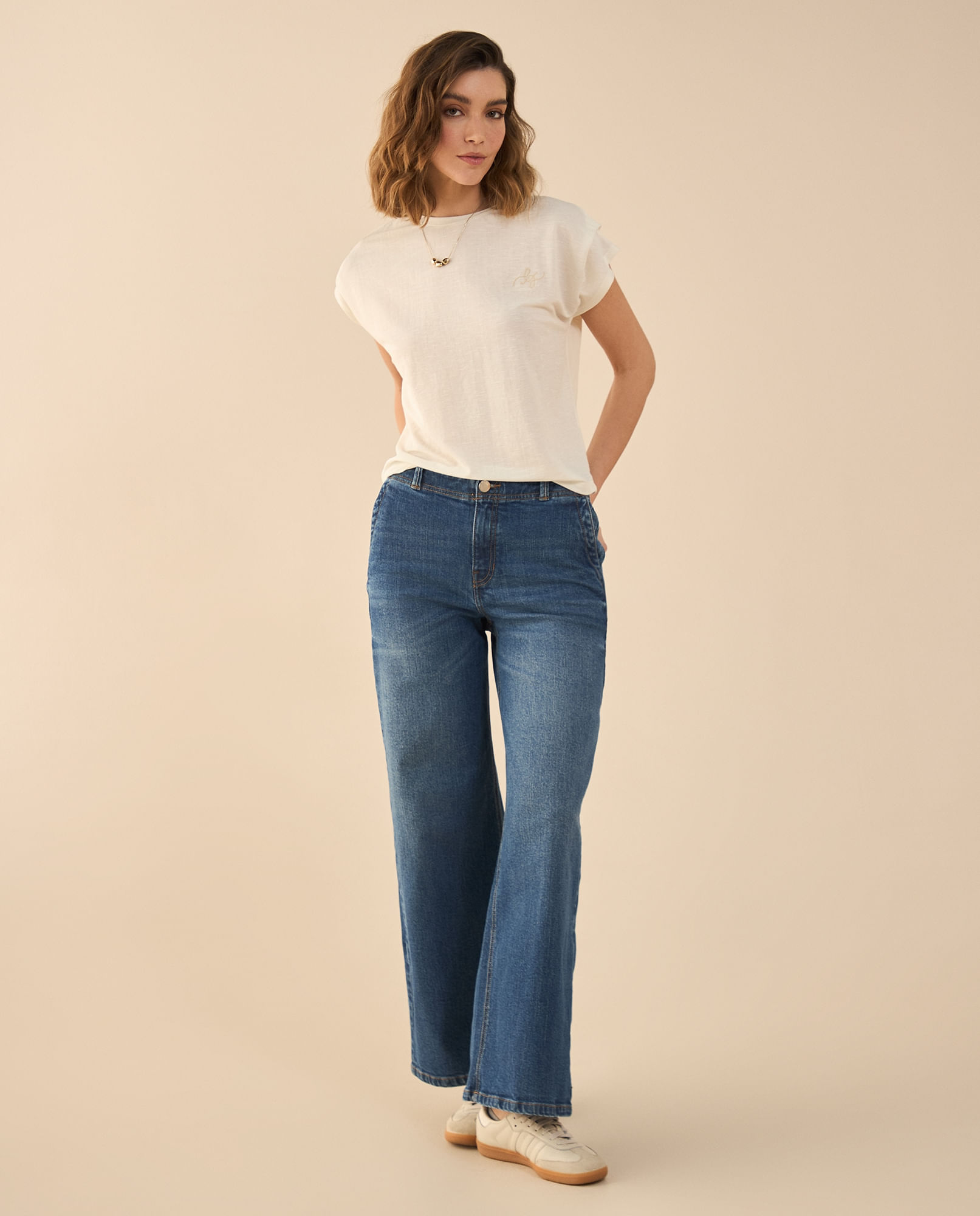 Jean Wide Leg tono oscuro para mujer