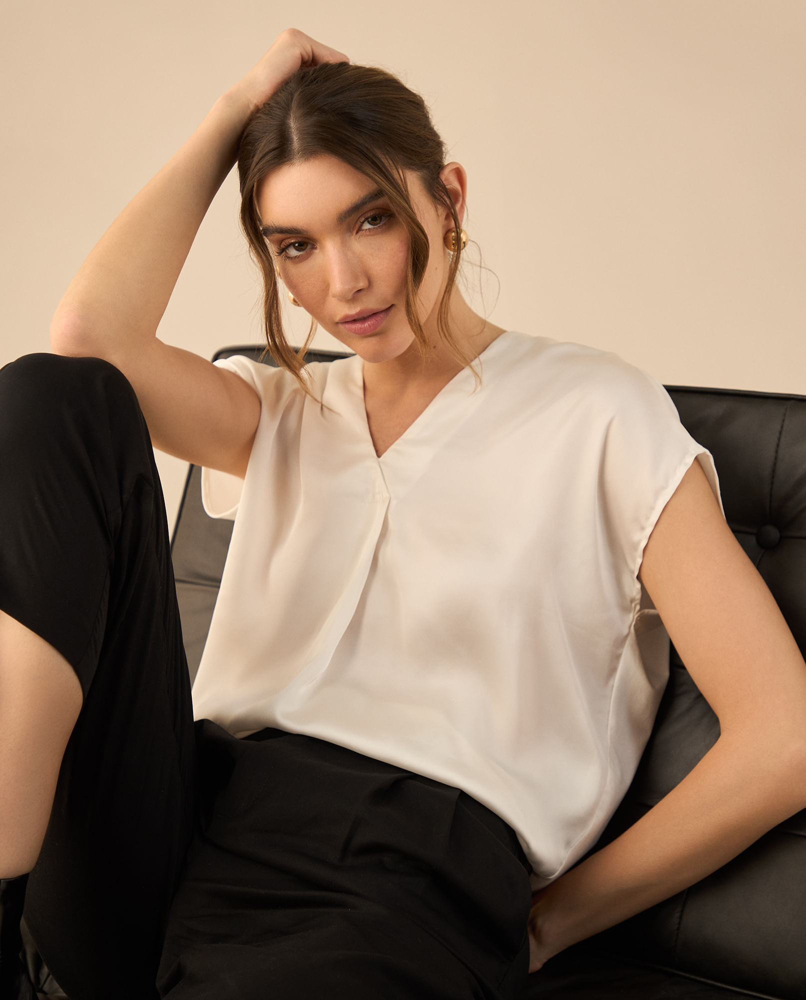 Camisa tipo satín para mujer