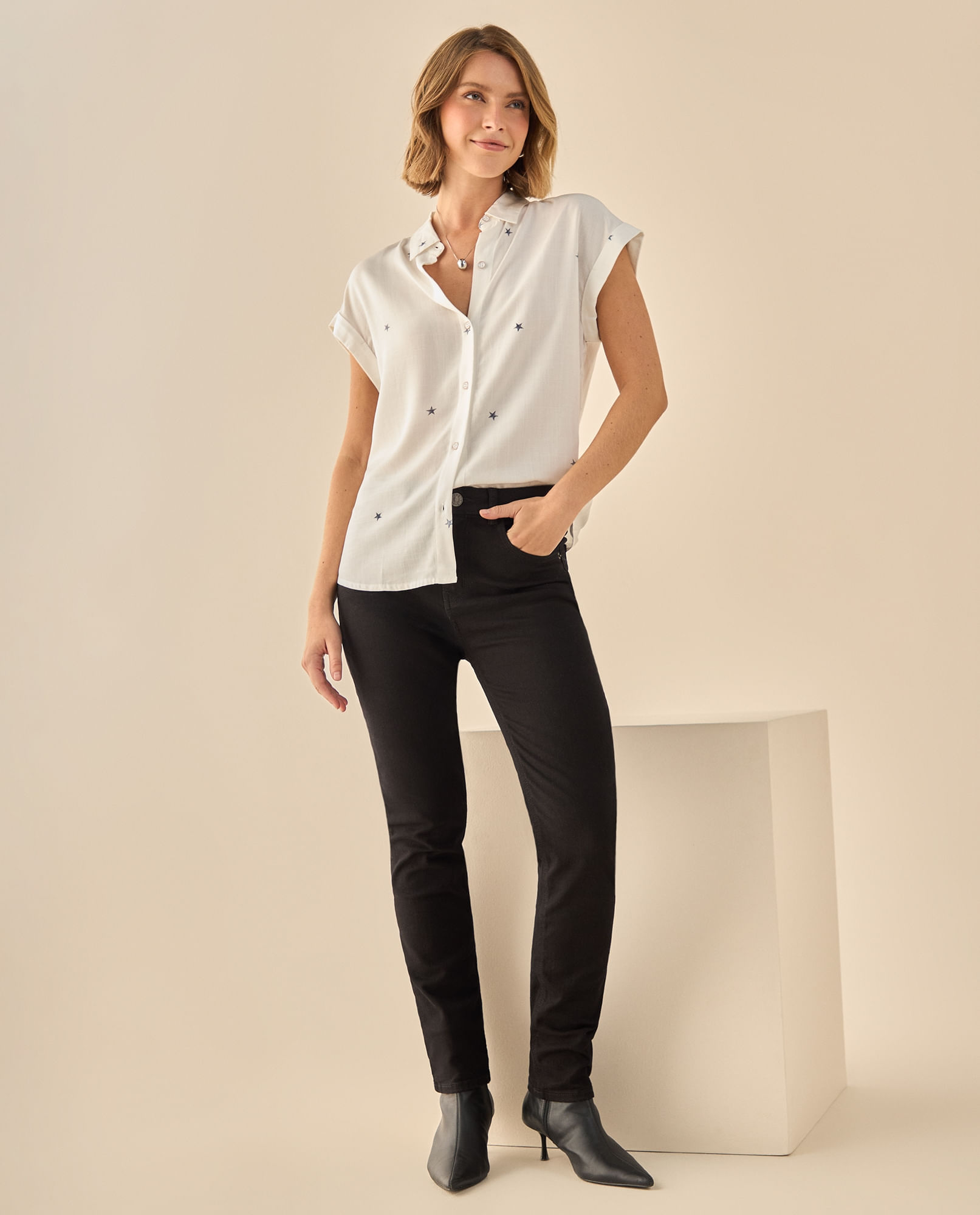 Jeans Skinny Tiro Alto con Stretch