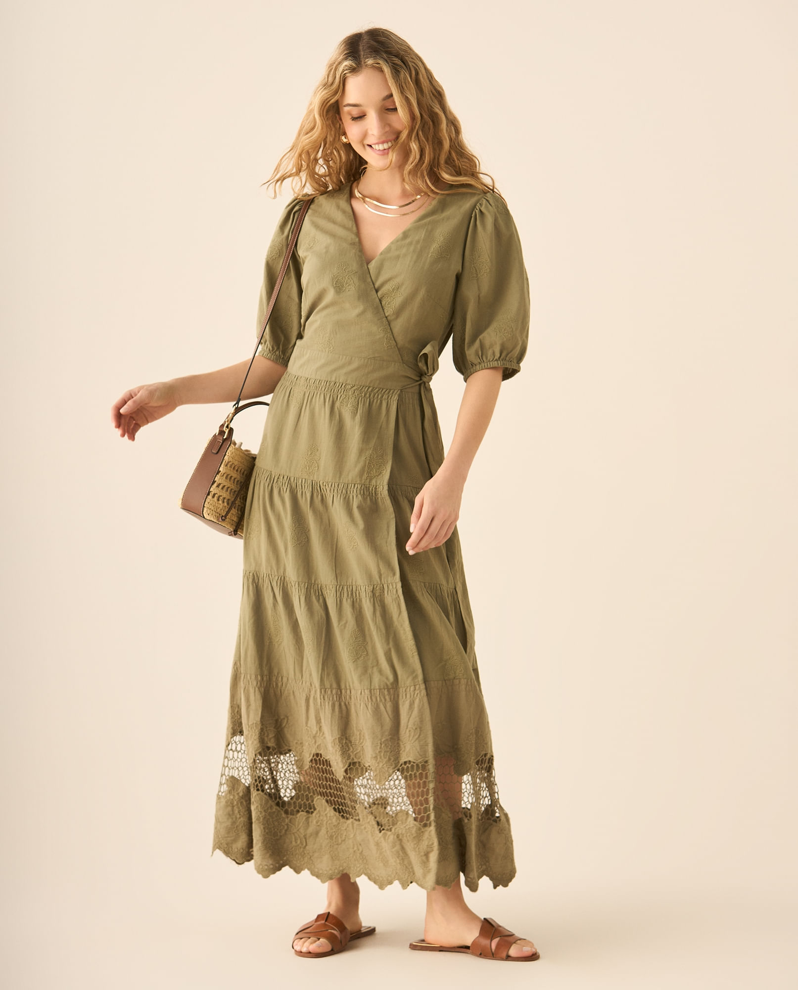 Vestido largo con bolero y bordados para mujer