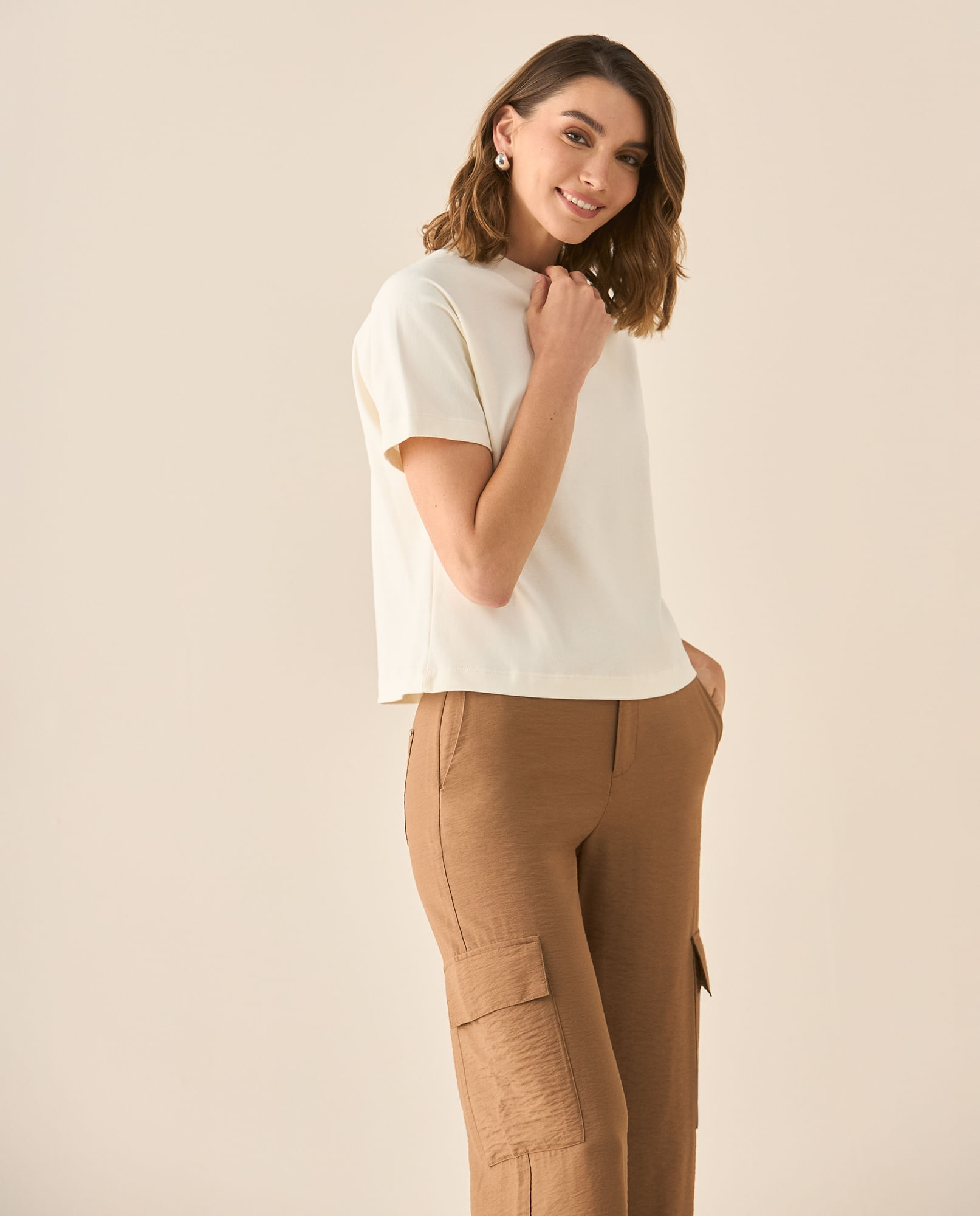 Camiseta manga corta de&nbsp;tacto suave para mujer