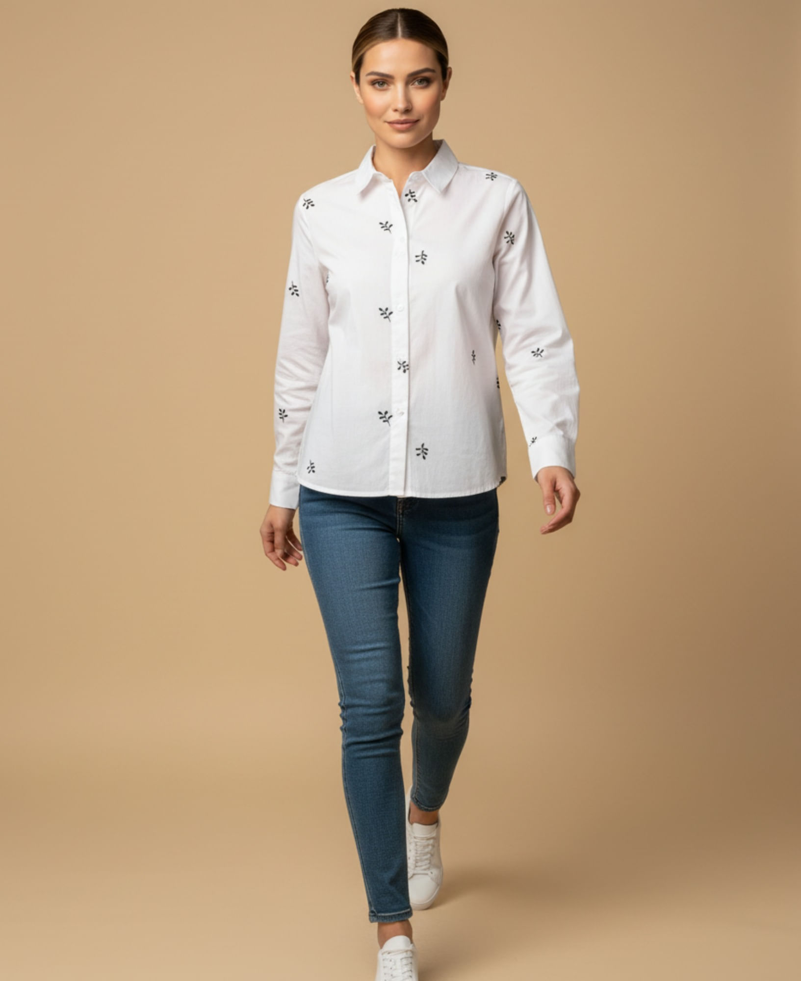 Camisa con Estampado Botánico