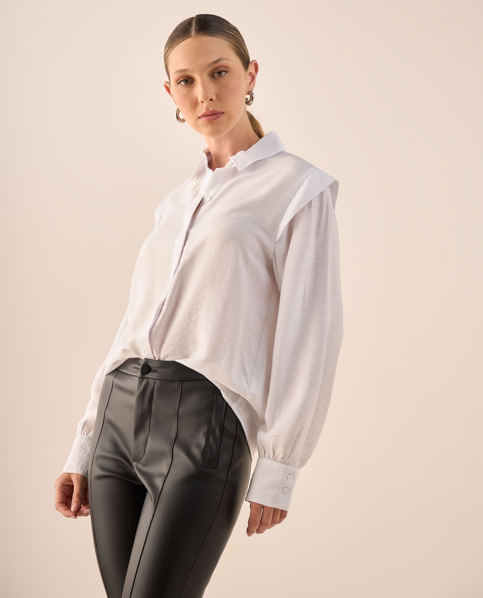 Camisa Blanca Puños Elásticos