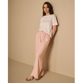 Pantalón Wide Leg Rosa con Pliegues Frontales