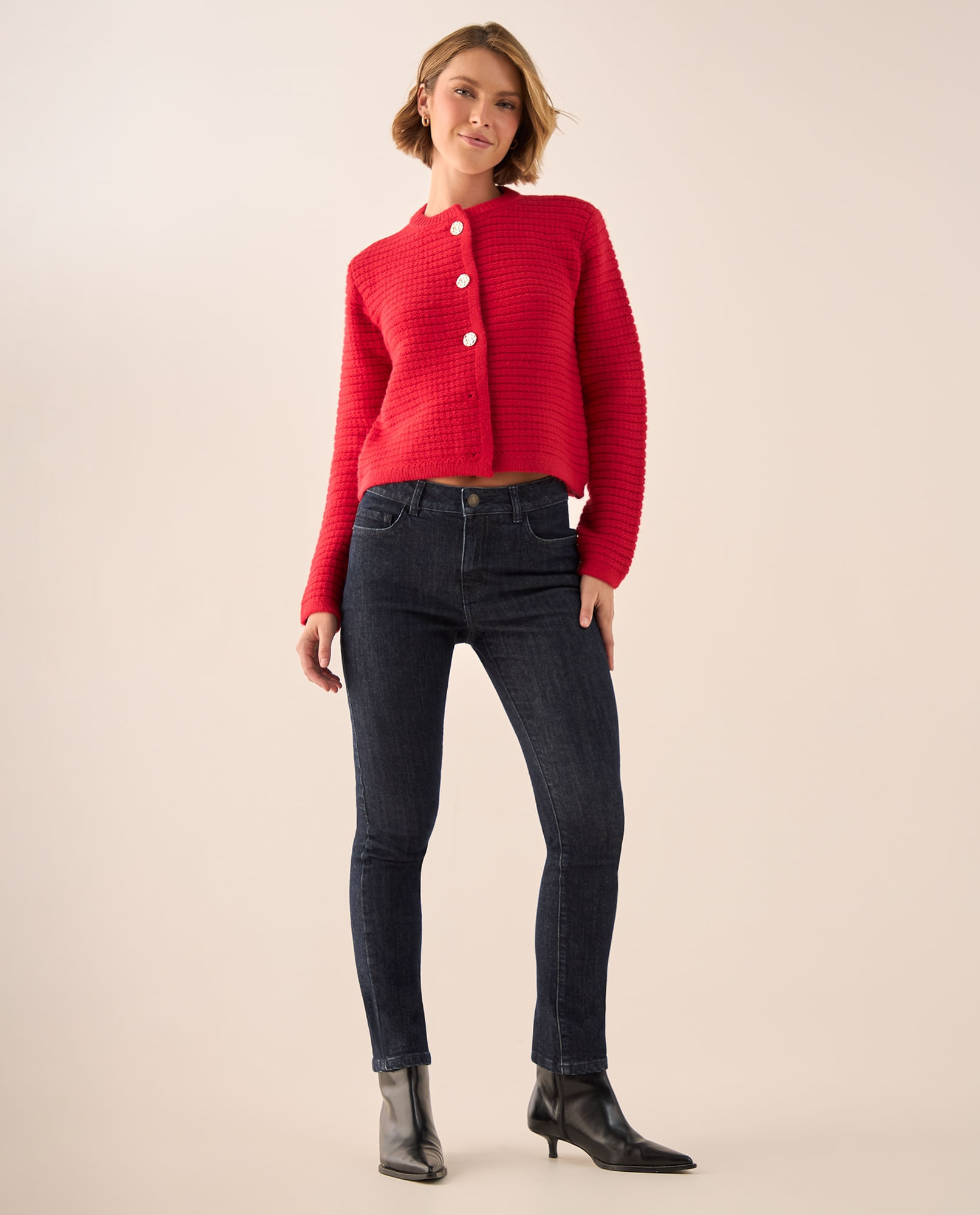 Jean Slim Azul Oscuro Tiro Alto