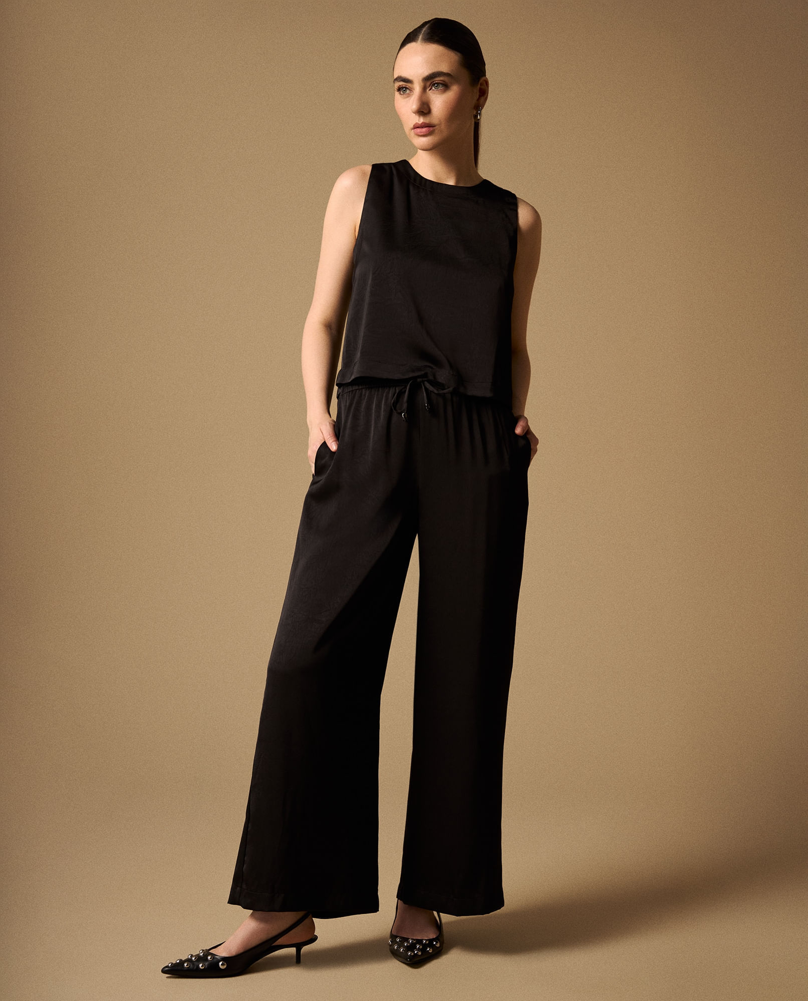 Pantalón Wide Leg con Cordón Ajustable
