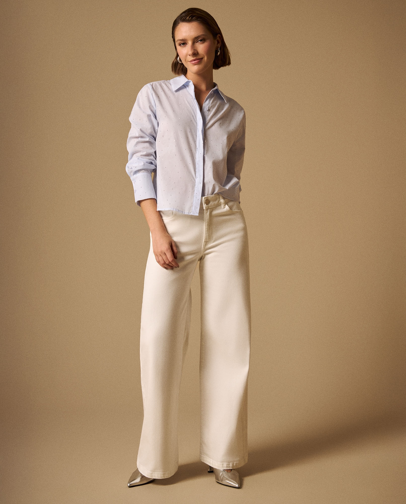 Jean Wide Leg Blanco Tiro Alto