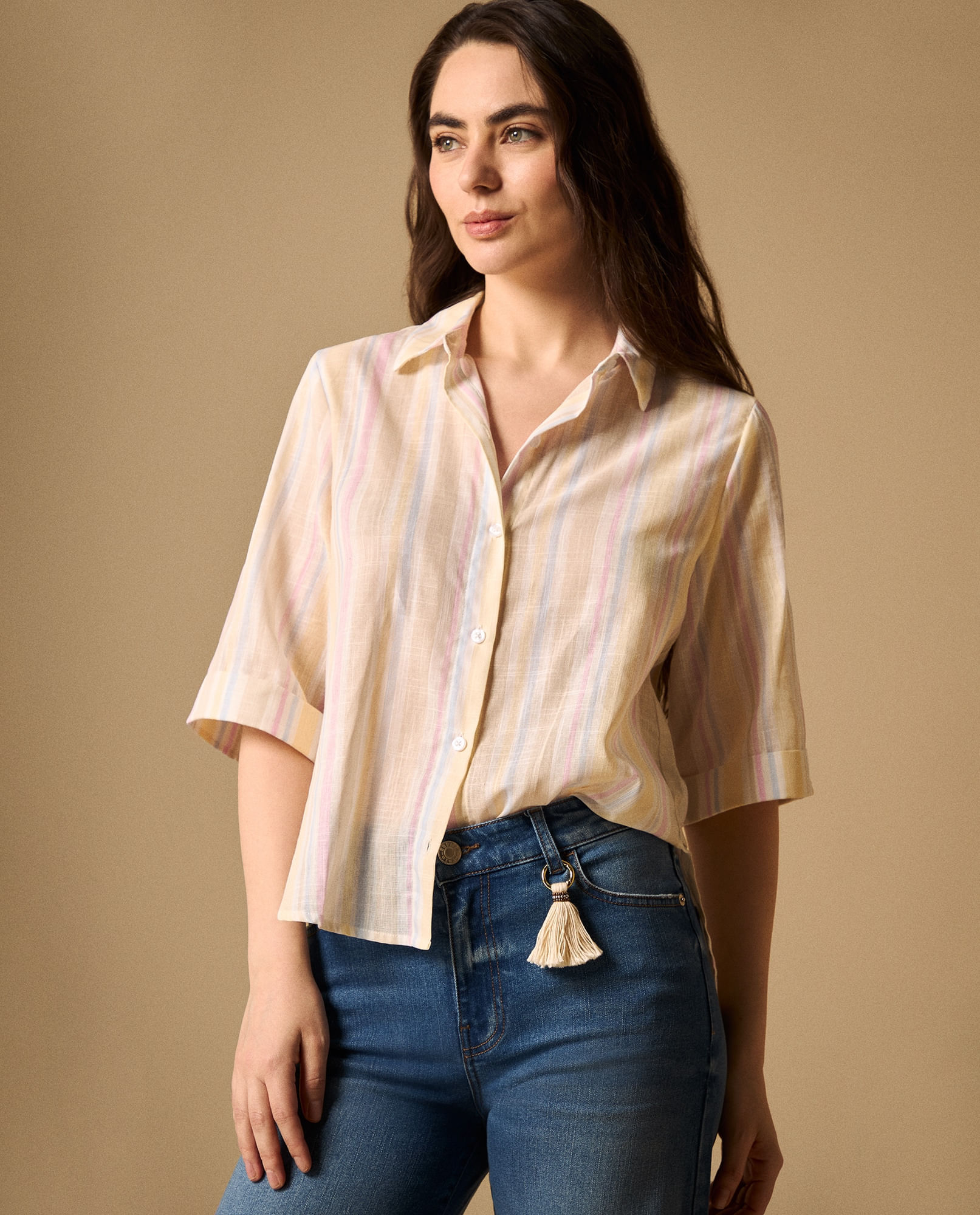 Camisa Rayas Manga Corta Premium