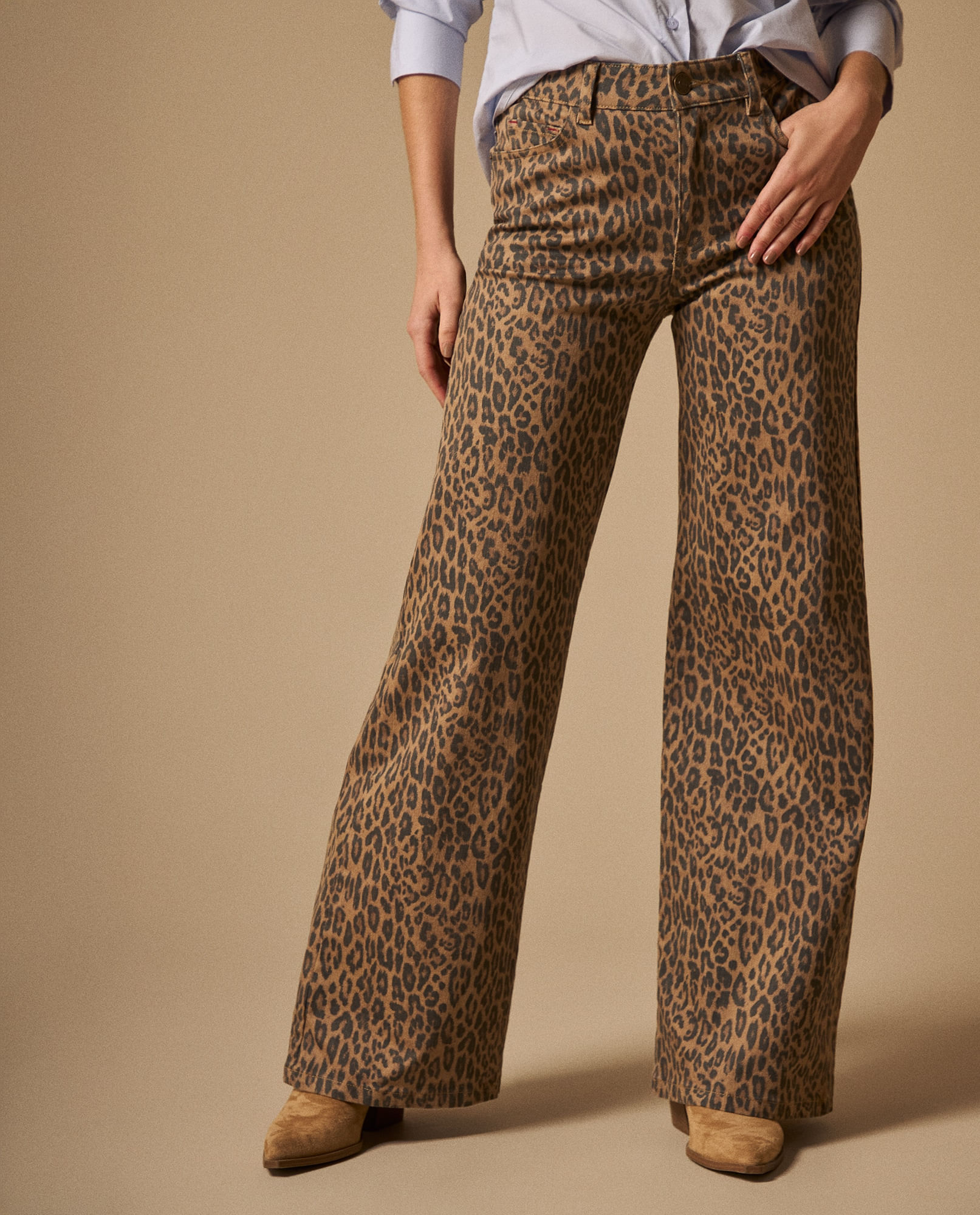 Jean Wide Leg Estampado Leopardo
