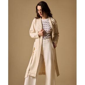Chaqueta Larga con Cinturón Blanco Celaje