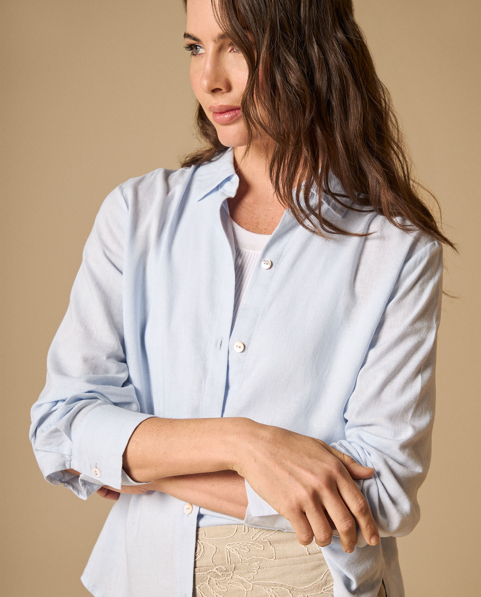 Camisa oversized manga larga para mujer